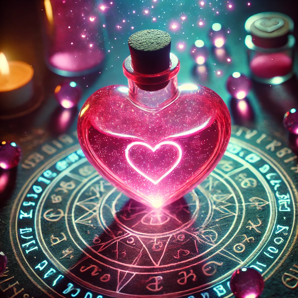 Karmic Tail Love Magic: Enchanted heart glowing with pink light